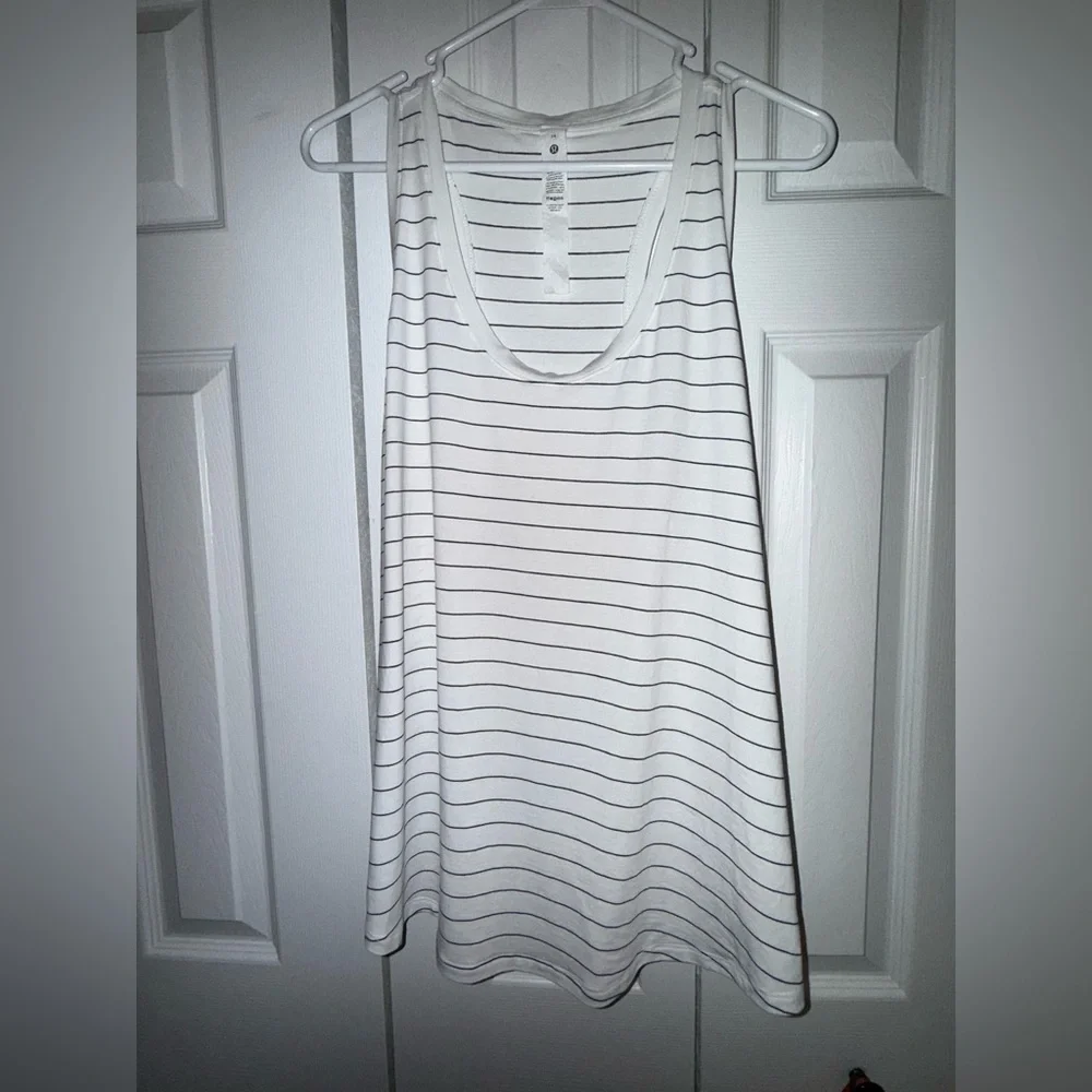 Lululemon Athletica White Striped Tank Top - Picture 2 of 4